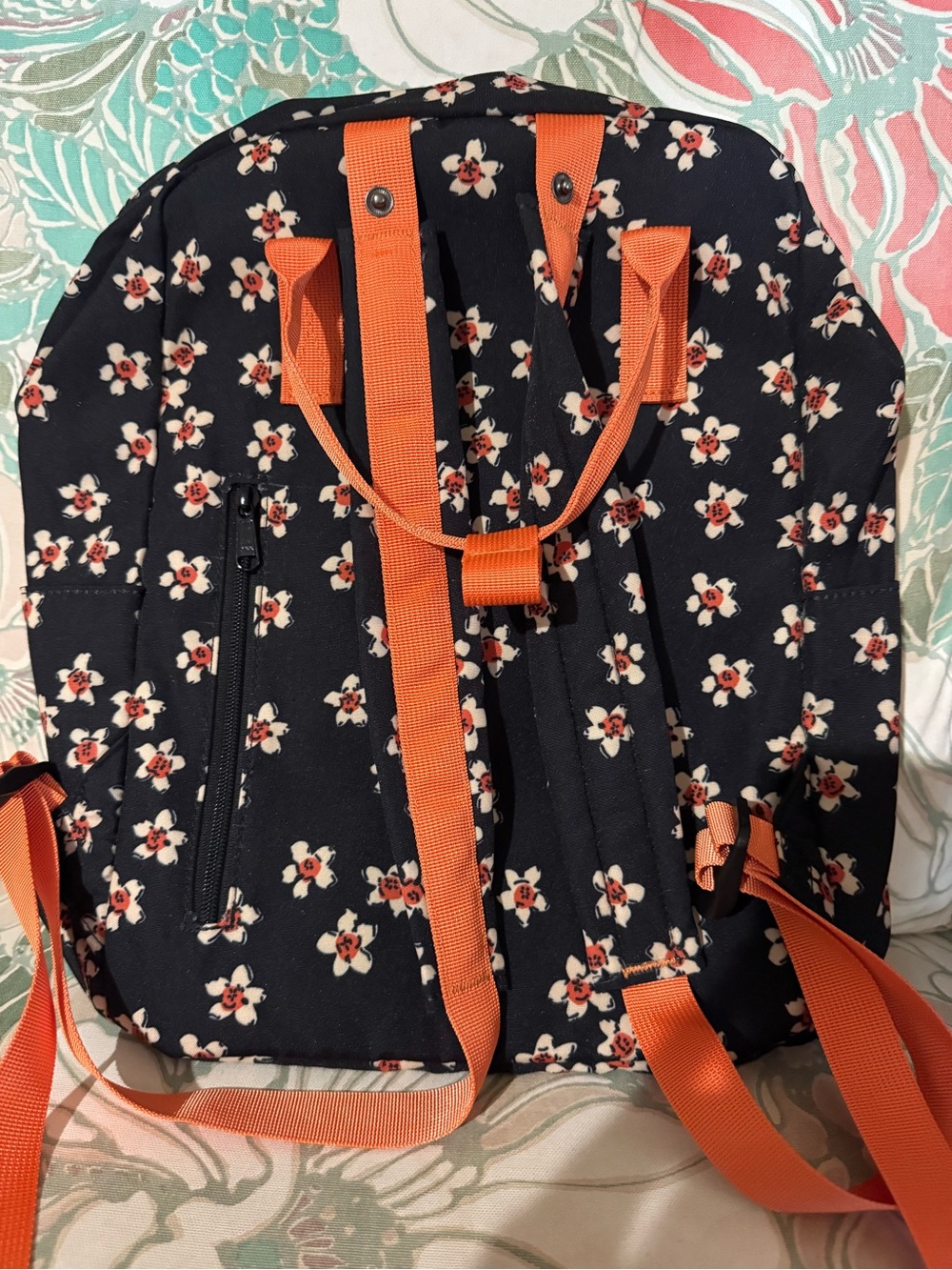 Floral Print Black Backpack - Picture 3 of 3